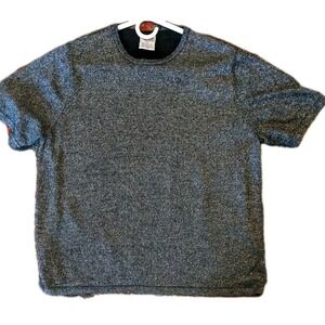 Allison Daley Black Silvery Metallic Short Sleeve Pullover Holiday Top Large‎